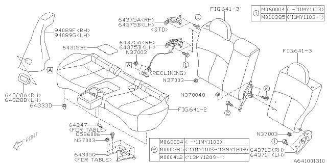 2013 Subaru Forester Pad Rear Side Assembly RH Diagram for 64244SC061AR