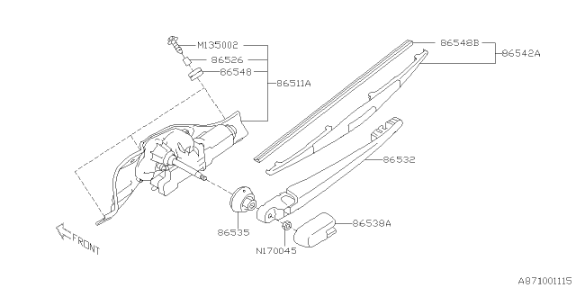 2011 Subaru Forester Wiper - Rear Diagram