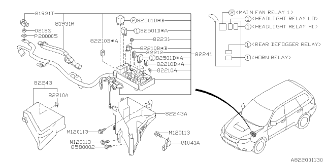 2013 Subaru Forester Fuse Box Diagram for 82241SC050