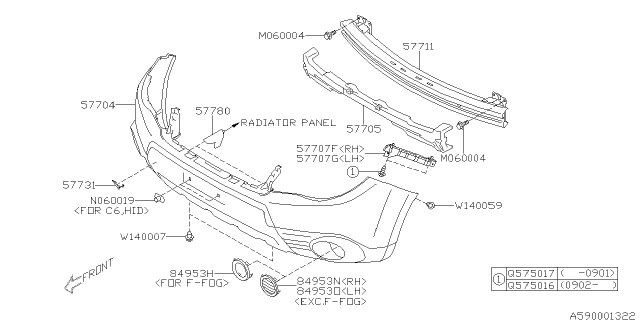 2013 Subaru Forester Bumper Face Front Diagram for 57704SC000