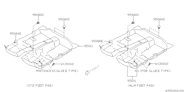 2010 Subaru Forester Mat Floor U5U6 Diagram for 95011SC040LL