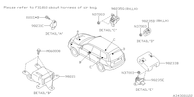 2009 Subaru Forester Sensor Side Air Bag Front Diagram for 98235SC000