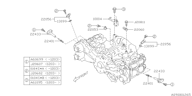 2013 Subaru Forester Ignition Coil Assembly Diagram for 22433AA630