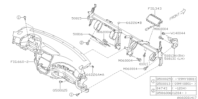 2009 Subaru Forester Instrument Panel Diagram 3