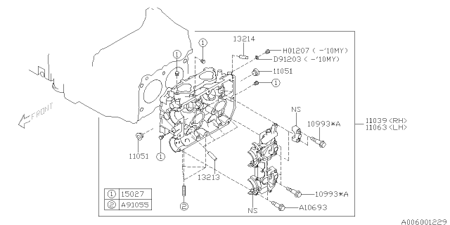2012 Subaru Forester Cylinder Head Assembly Right Diagram for 11039AC460