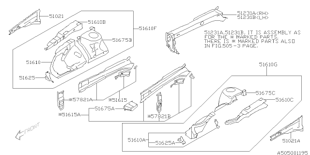 2010 Subaru Forester Tie Down Complete Front LH Diagram for 51615SC0309P