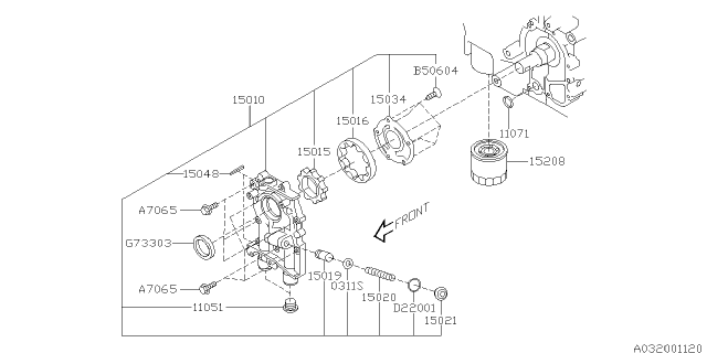 2009 Subaru Forester Oil Pump & Filter Diagram