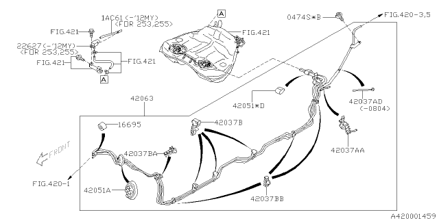 2012 Subaru Forester Pipe Assembly Center Diagram for 42063FG060