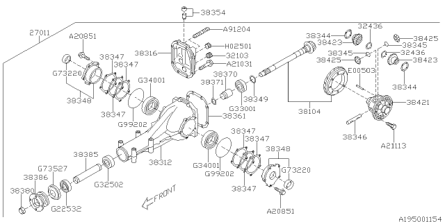 2012 Subaru Forester Differential Assembly Rear Diagram for 27011AA414