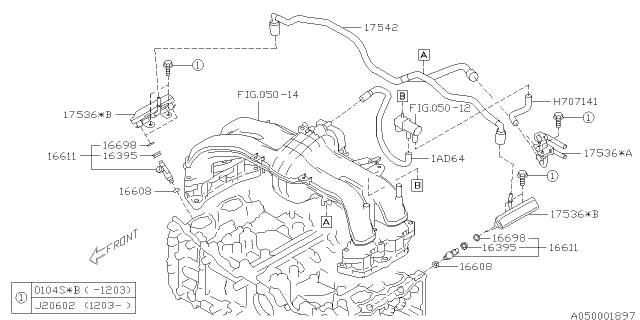 2013 Subaru Forester Pipe Fuel Diagram for 17536AA510