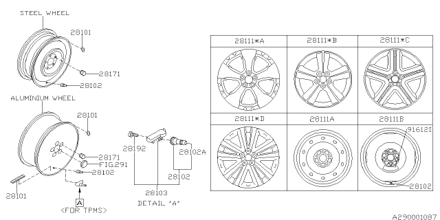 2010 Subaru Forester Alloy Wheel Rim Diagram for 28111SC020