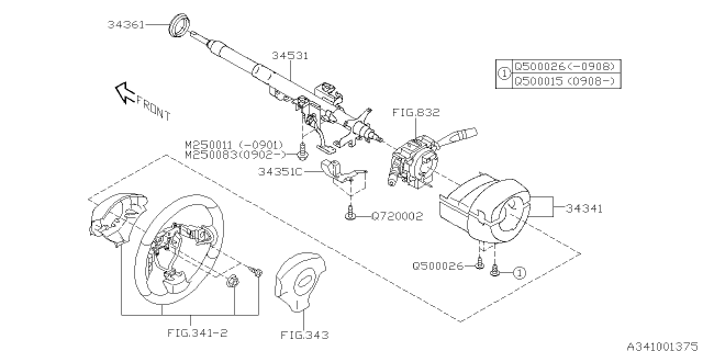 2010 Subaru Forester Column Assembly Steering C0C4 Diagram for 34500SC020