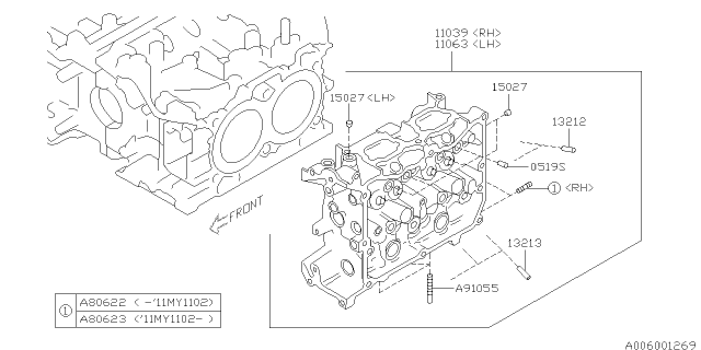2011 Subaru Forester Guide Intake Valve Diagram for 13212AA230