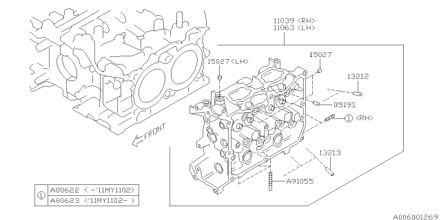 2011 Subaru Forester Stud 6X34X12 Diagram for 800806230