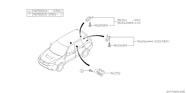 2009 Subaru Forester Bolt & Washer Diagram for 901250015