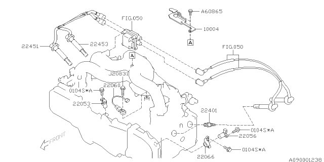 2011 Subaru Forester Spark Plug & High Tension Cord Diagram 1