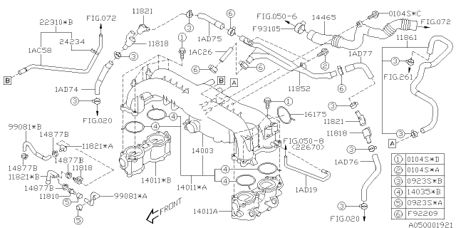 2012 Subaru Forester Gasket Intake Manifold Diagram for 14035AA580