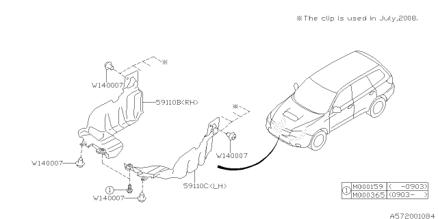 2009 Subaru Forester Mud Guard Front RH Diagram for 56410SC010
