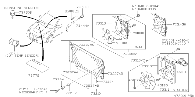 2010 Subaru Forester Packing CONDENSER Diagram for 73237FG030
