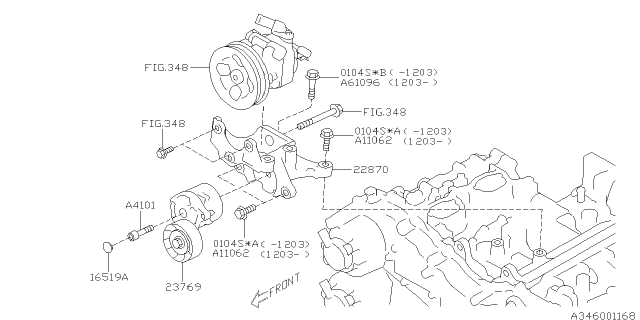 2012 Subaru Forester Bracket Power Steering Pump Diagram for 22870AA261