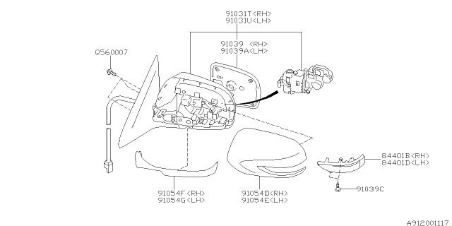 2012 Subaru Forester Cover Cap Out MIRRH Diagram for 91054SC070HB