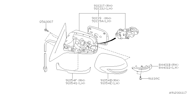 2012 Subaru Forester Cover Cap Out Mirror LH Diagram for 91054SC041NN