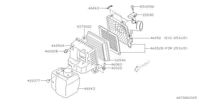 2009 Subaru Forester Air Cleaner & Element Diagram 1