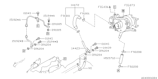 2011 Subaru Forester Pipe Complete Oil Diagram for 15192AA590