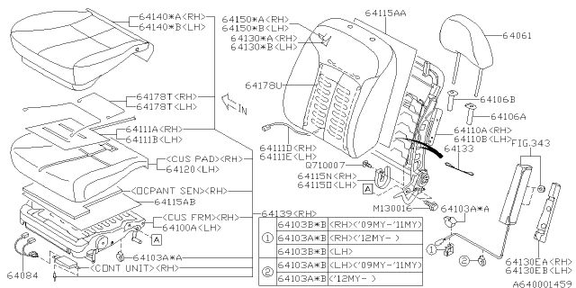 2012 Subaru Forester Cushion Assembly OCPANT RH Diagram for 64139SC160AR