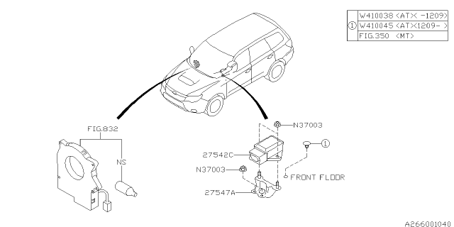 2013 Subaru Forester Sensor VDC Complete Y Aw G Diagram for 27542FG011