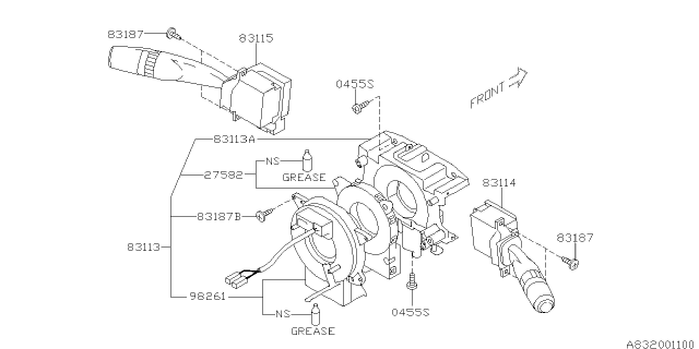 2011 Subaru Forester Steering Roll Connector Clock Spring Diagram for 83196FG030