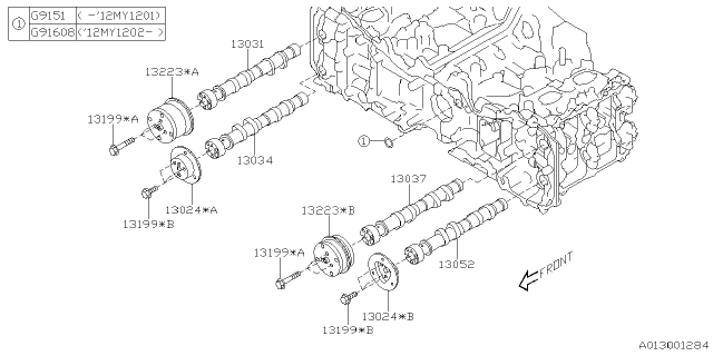 2012 Subaru Forester SPROCKET Assembly CAMSHAFT Intake RH Diagram for 13320AA030