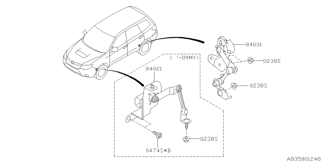 2009 Subaru Forester Sensor Assembly Head Lamp Level Rear Diagram for 84031FG000