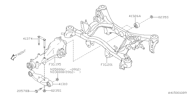 2010 Subaru Forester Cushion Rub Differential Rear Diagram for 41322AJ000