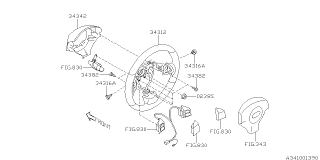 2009 Subaru Forester Steering Wheel Diagram for 34312FG000LU