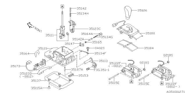 2009 Subaru Forester Grip Assembly Select Lever Diagram for 35160SC000