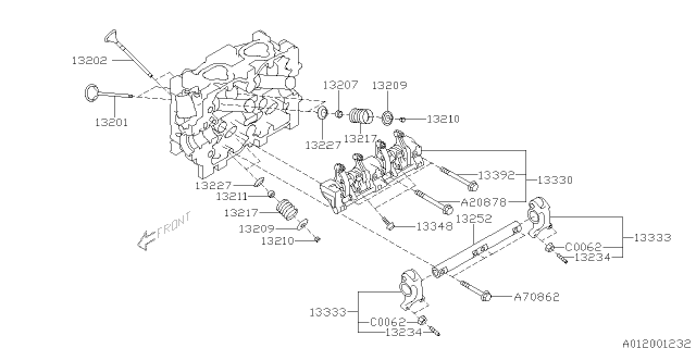 2009 Subaru Forester Bolt Rocker Shaft Diagram for 13392AA000