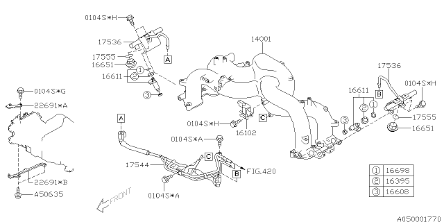 2010 Subaru Forester Manifold Complete Intake U5 Diagram for 14001AC080