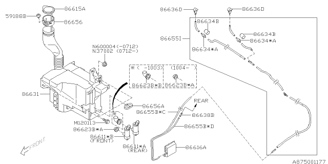 2009 Subaru Forester Windshield Washer Nozzle Diagram for 86636SC100