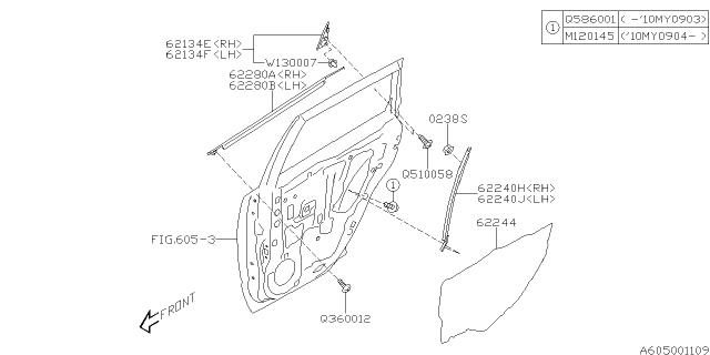 2010 Subaru Forester Cover GUSSET Out LH Diagram for 62134SC011
