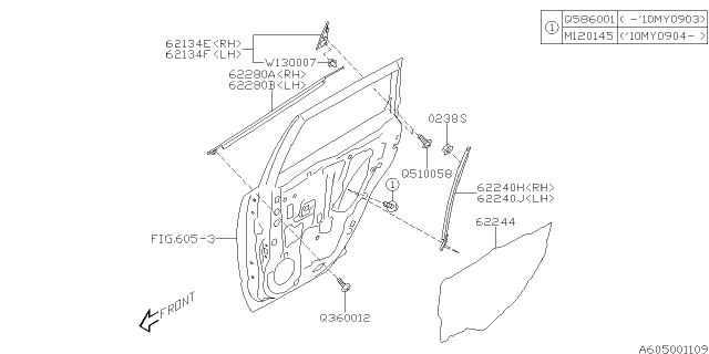 2010 Subaru Forester Cover GUSSET Out RH Diagram for 62134SC002