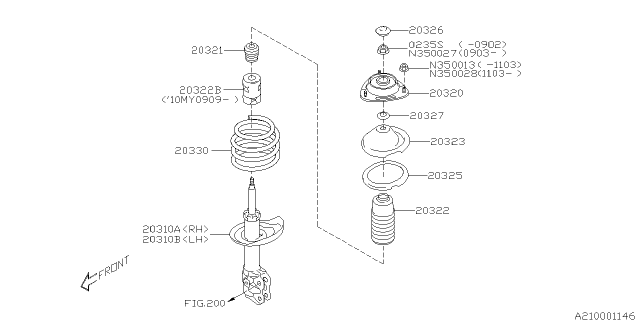 2010 Subaru Forester Front Coil Spring Diagram for 20330SC110