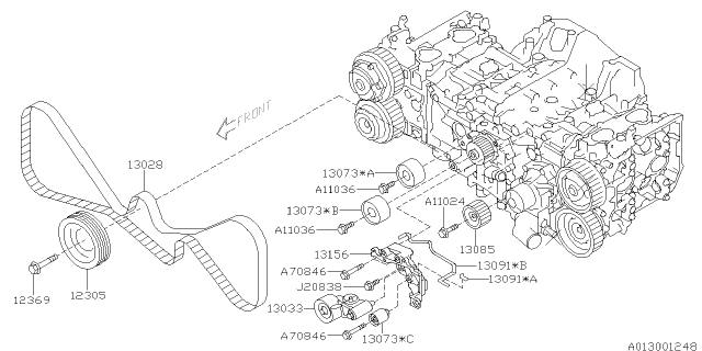 2011 Subaru Forester PB001120 PULLEY CRANKSHAF Diagram for 12305AA350