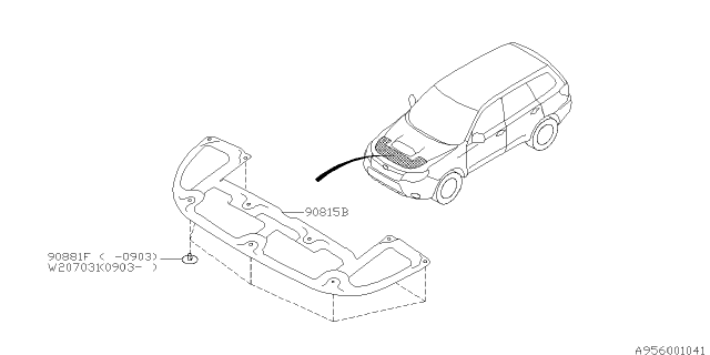 2009 Subaru Forester INSULATOR Front Hood Diagram for 90815SC040
