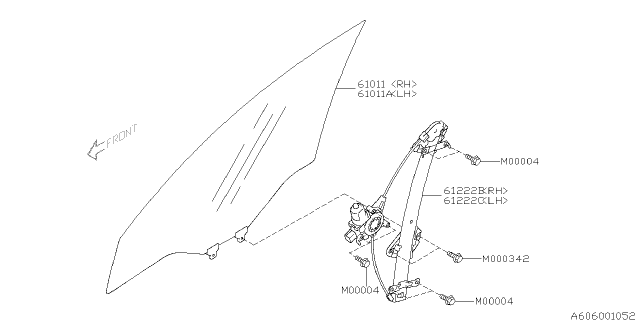 2009 Subaru Forester Door Parts - Glass & Regulator Diagram 1