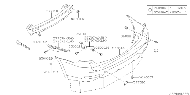 2013 Subaru Forester Bumper Face Rear Diagram for 57704SC010
