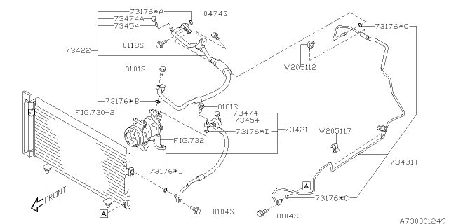 2012 Subaru Forester Hose Ps Diagram for 73425SC070