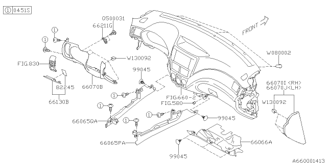 2010 Subaru Forester Cover Assembly Ip Side LH Diagram for 66073FG070