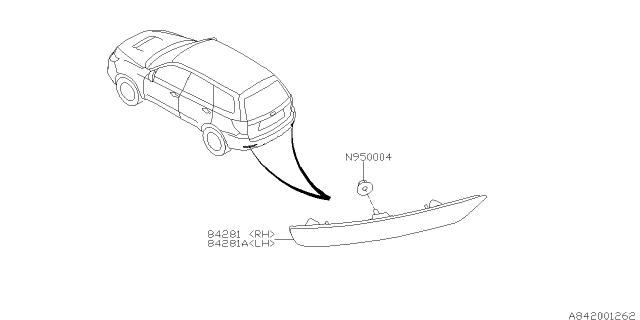 2012 Subaru Forester Reflex Reflector Assembly RH Diagram for 84281SC000