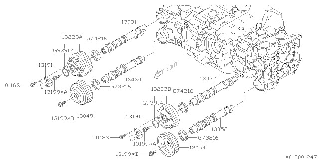 2011 Subaru Forester PB001141 CAMSHAFT Complete Intake Diagram for 13031AA801